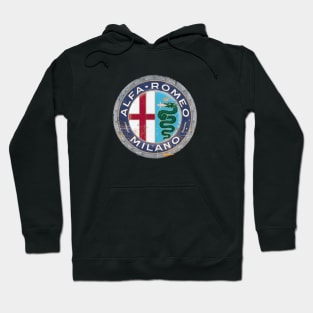 Alfa Romeo Milano Vintage logo Distressed Hoodie